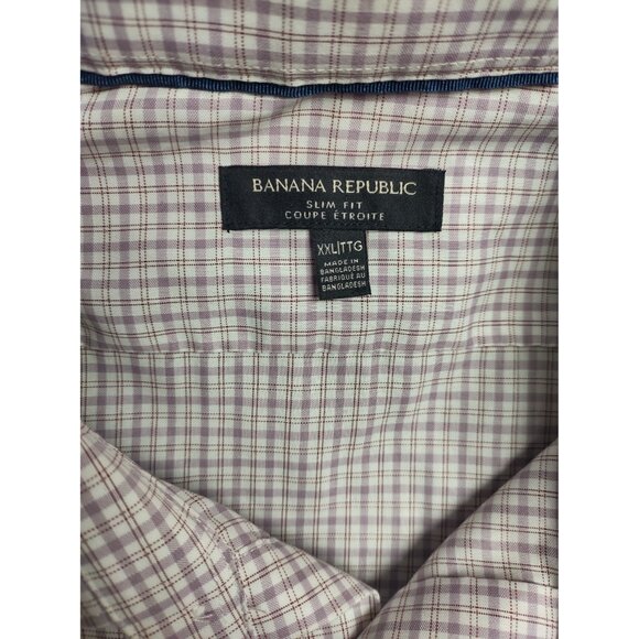 Banana Republic Men’s XXL Light Purple Check Dress Shirt Long Sleeve NWT - Picture 8 of 10
